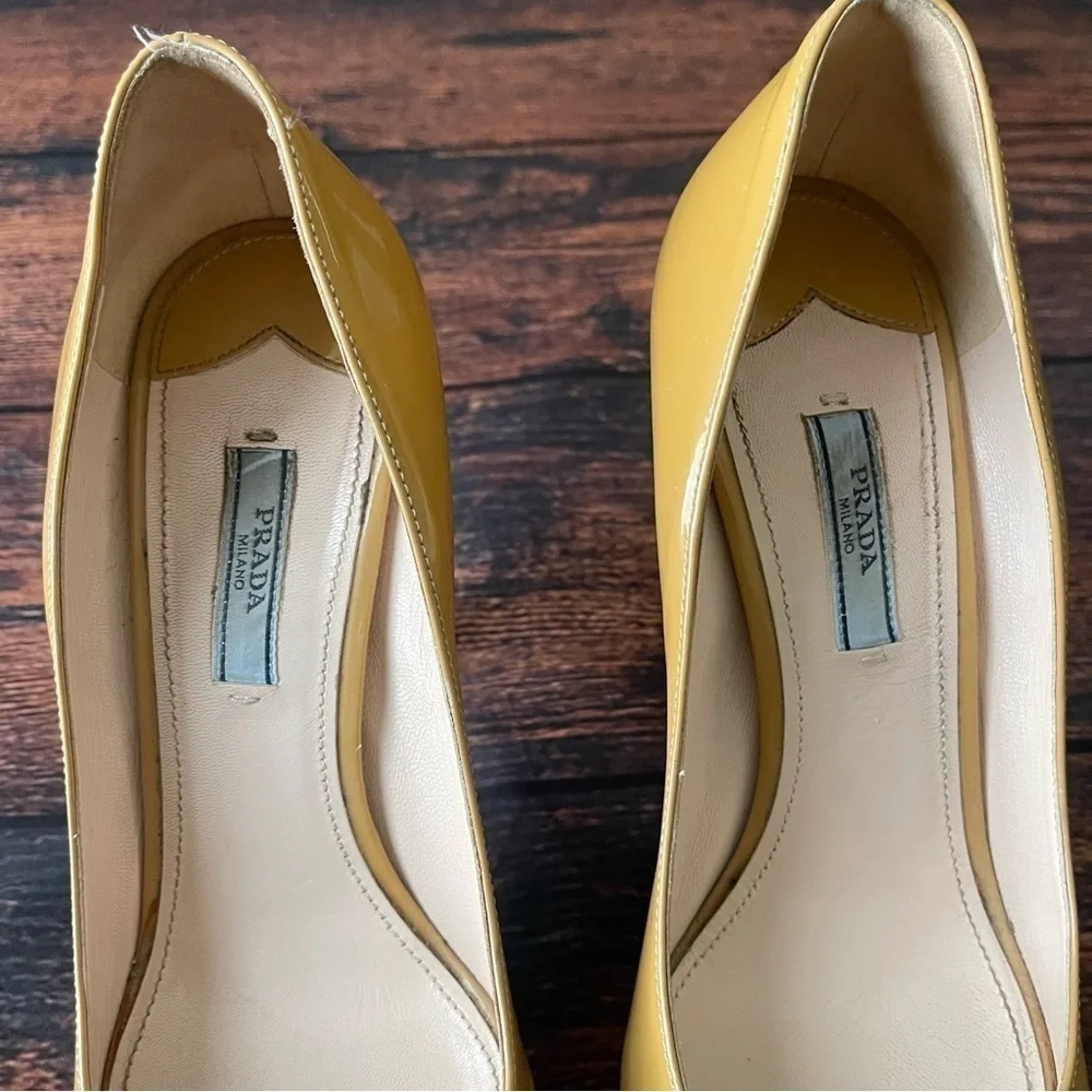 Prada Vernice Cork Sabbia Heels - Picture 7 of 10